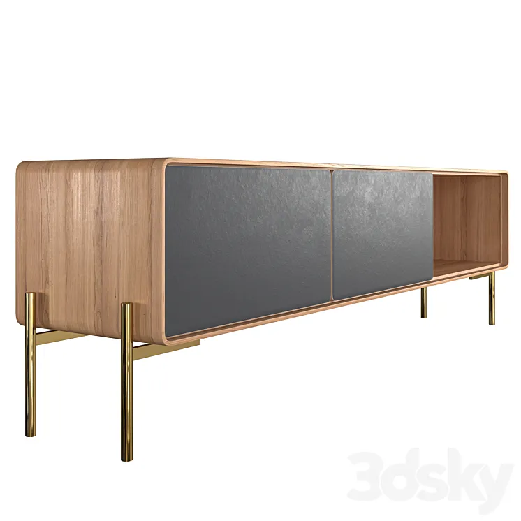 Oak TV cabinet with drawers 3D Model Free