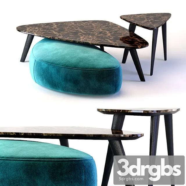Oasis andre collection small table and ottoman 2 3D Model Free