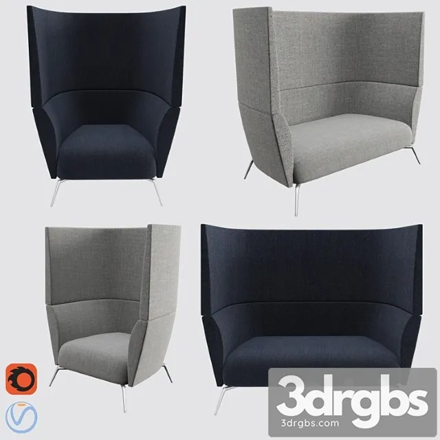 Oat 1 & 2 seater sofa 2 3D Model Free