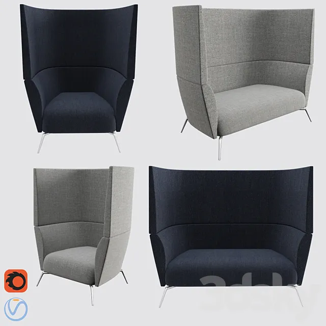 Oat 1 & 2 Seater Sofa 3D Model