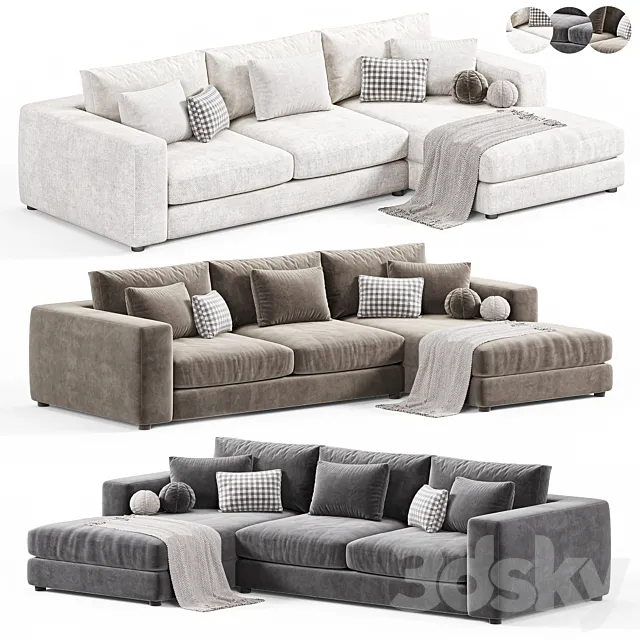 Oceanside Deep 2 Piece Right Arm Bumper Sectional Sofa 3D Model