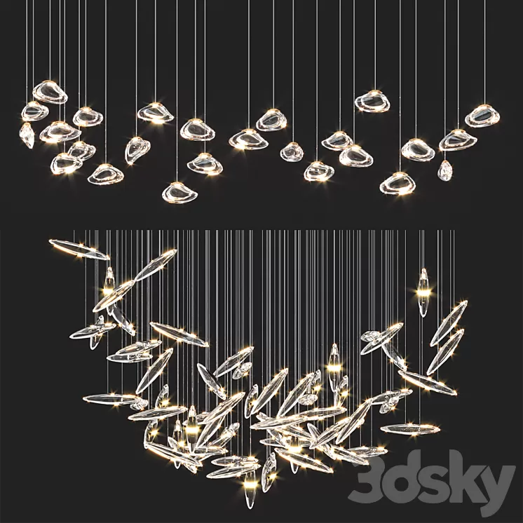 Ocher Droplight Chandelrers 3D Model Free