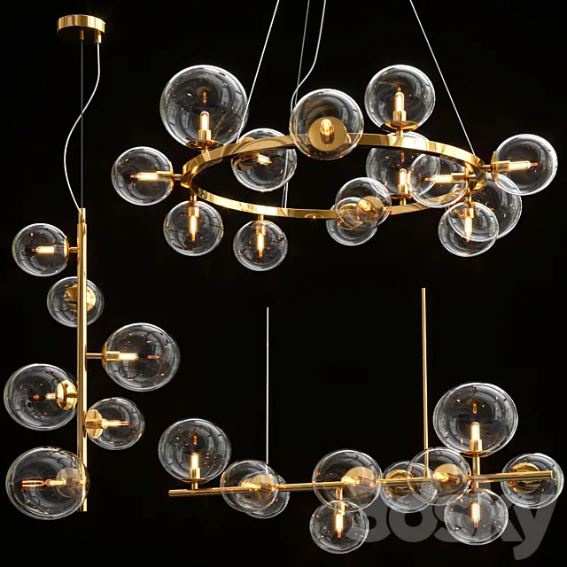 Odeon Black & Gold Light Collection 3D Model