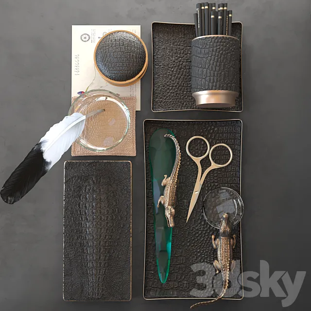 Office accessories. Leather 3DModel