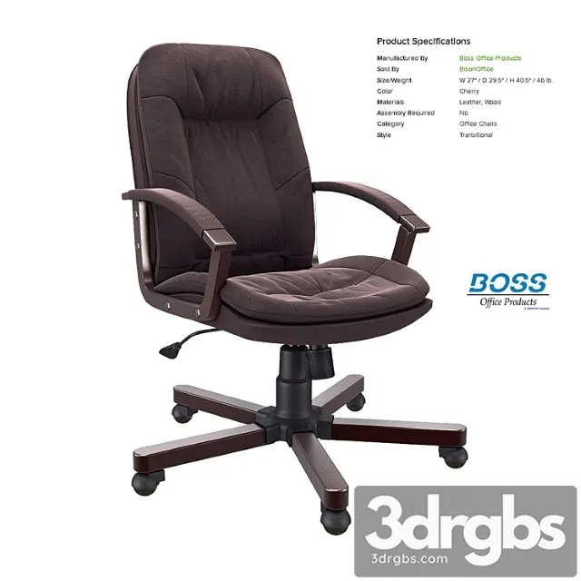 Office chair boss versailles executive chair with cherry wood finish 2 3D Model Free