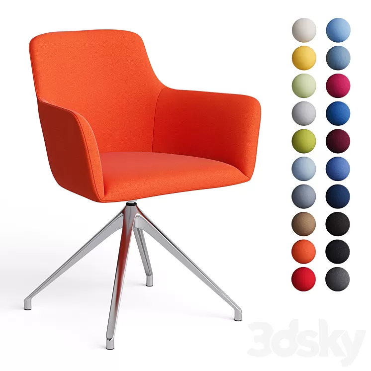 Office chair City by Quadrifoglio fabric with metal curly legs 3D Model