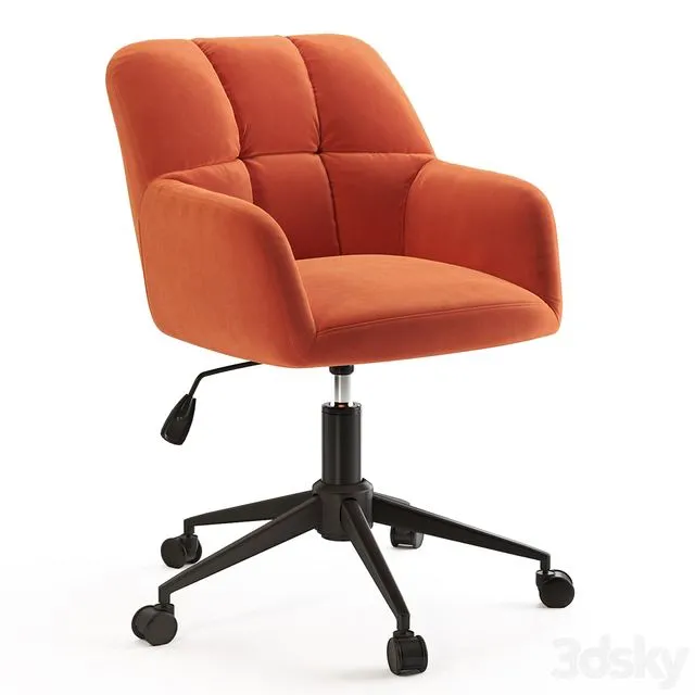 Office chair Elnor Velvet Orange 3D Model