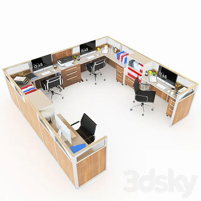 Office Cubicle With Seperator Walls - 2 Free Download