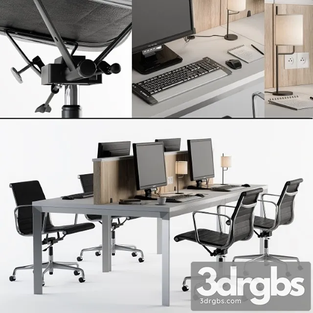 Office furniture composite 2 3D Model Free