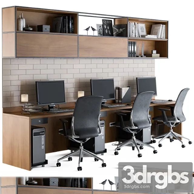 Office furniture - employee set 05 2 3D Model Free