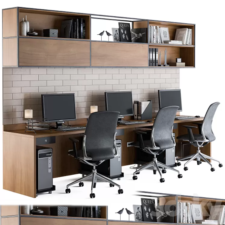 Office Furniture - employee Set 05 3D Model