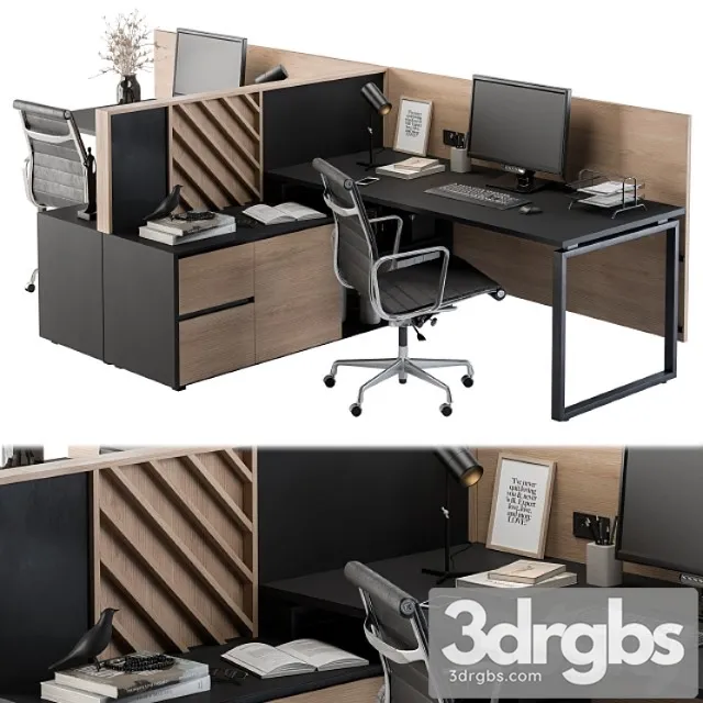 Office furniture - employee set 06 2 3D Model Free