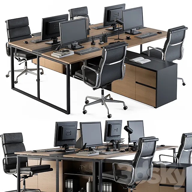 Office Furniture - employee Set 13 3DModel