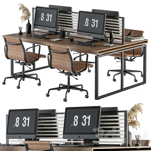 Office Furniture - employee Set 19 3D Model