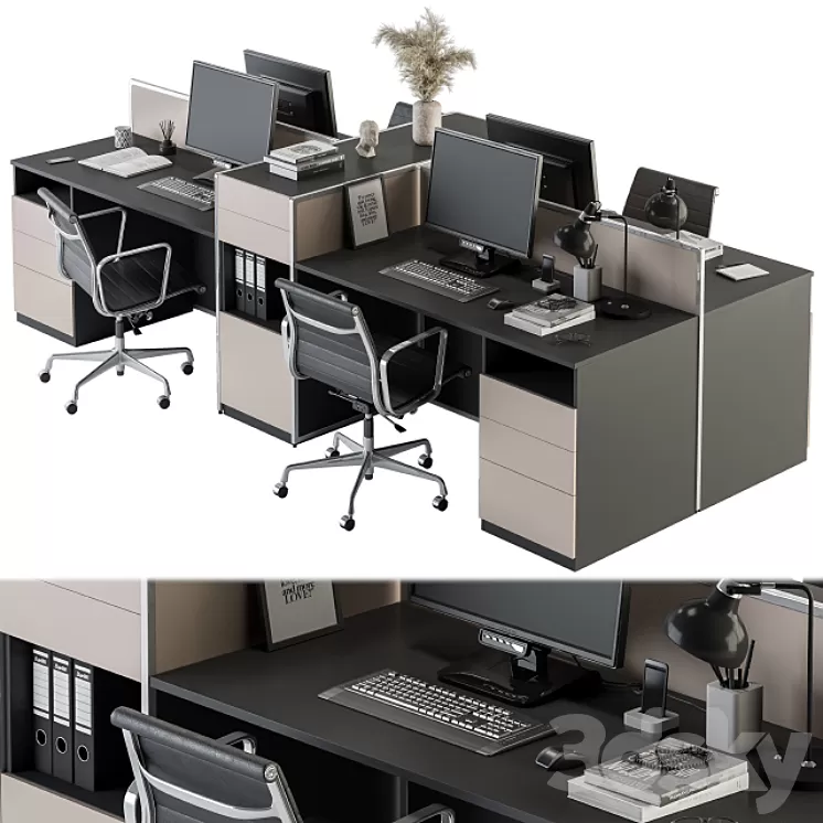 Office Furniture - employee Set 22 3D Model
