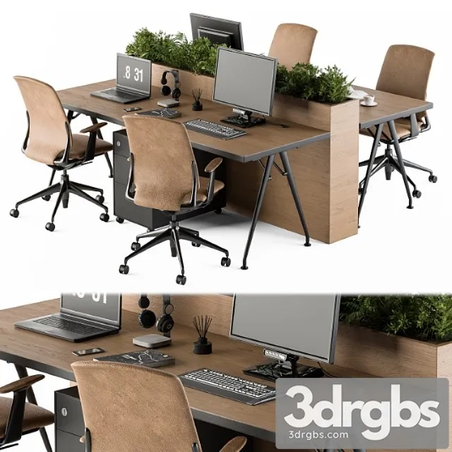 Office Furniture Employee Set 29 3D Model Free