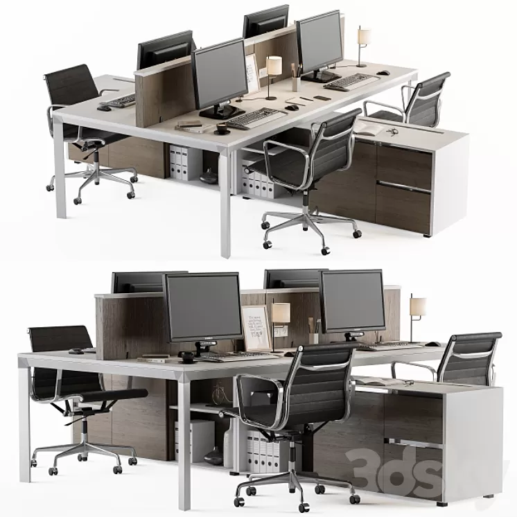 Office Furniture Employee Set 3D Model