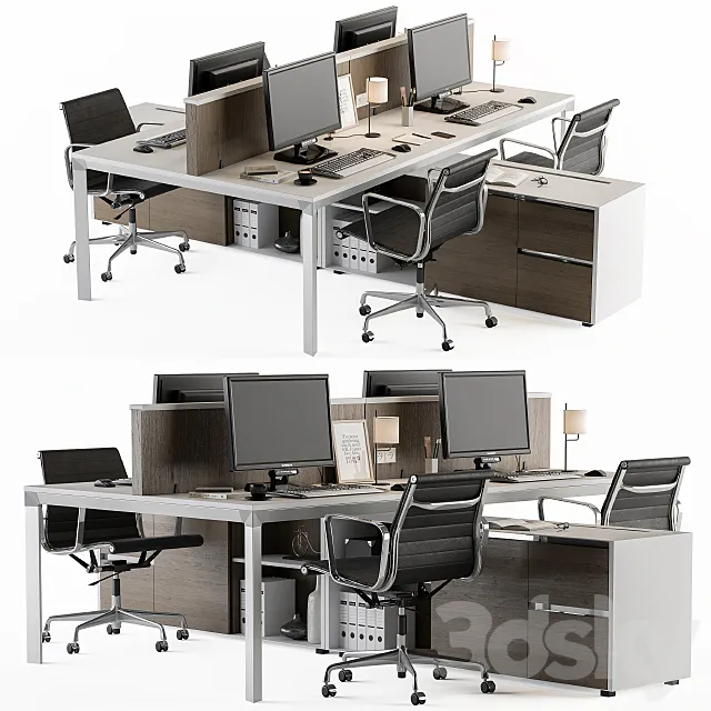 Office Furniture Employee Set 3DModel