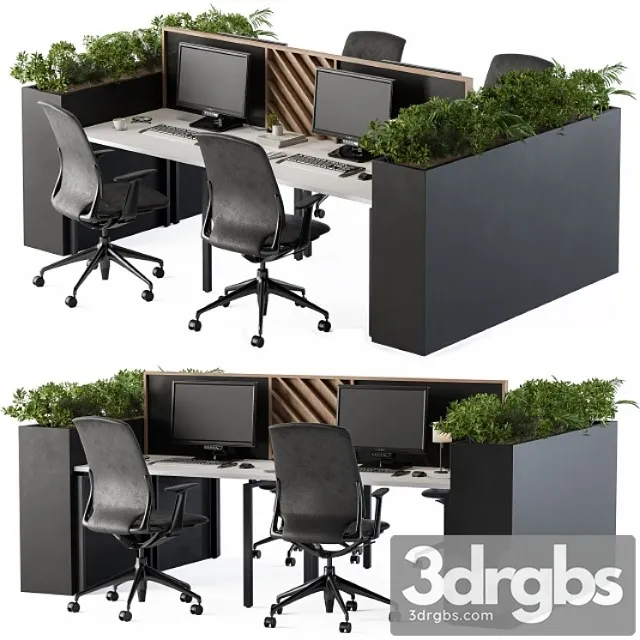 Office furniture flower box black 2 3D Model Free