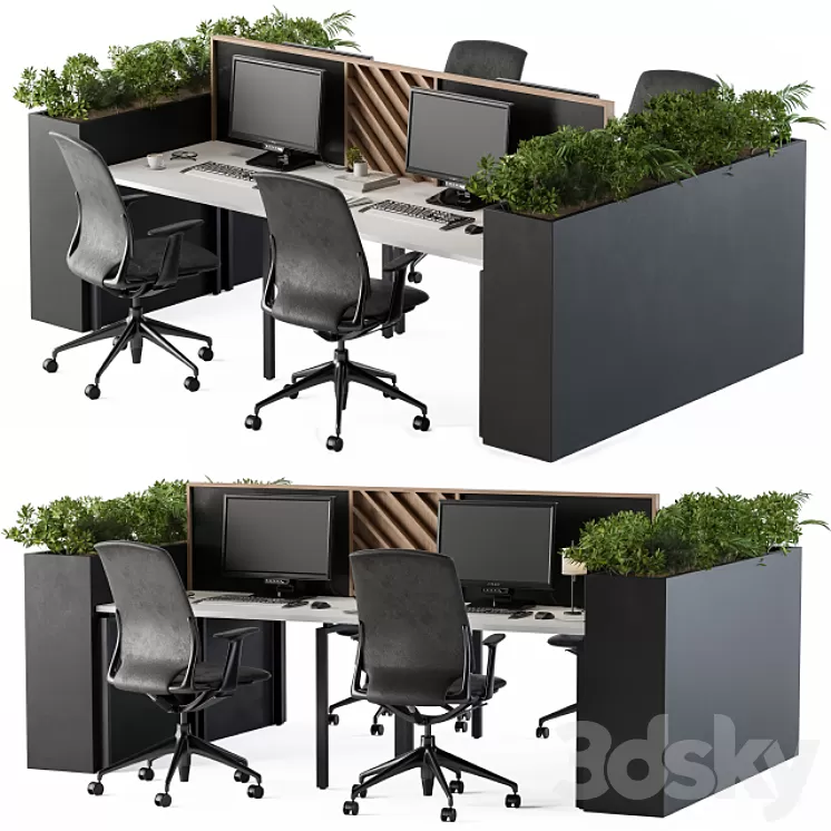 Office Furniture Flower Box Black 3D Model
