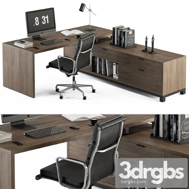 Office Furniture L Type Desk Manager Set 30 3D Model Free