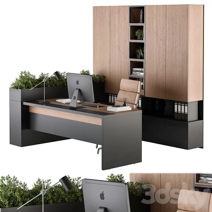 Office Furniture L Type wardrobe - Manager Set 32 3D Model