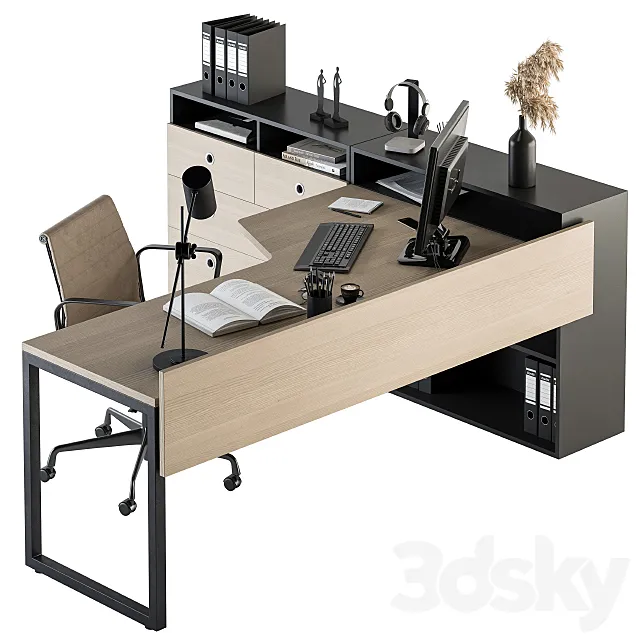 Office Furniture - Manager Set 16 3D Model