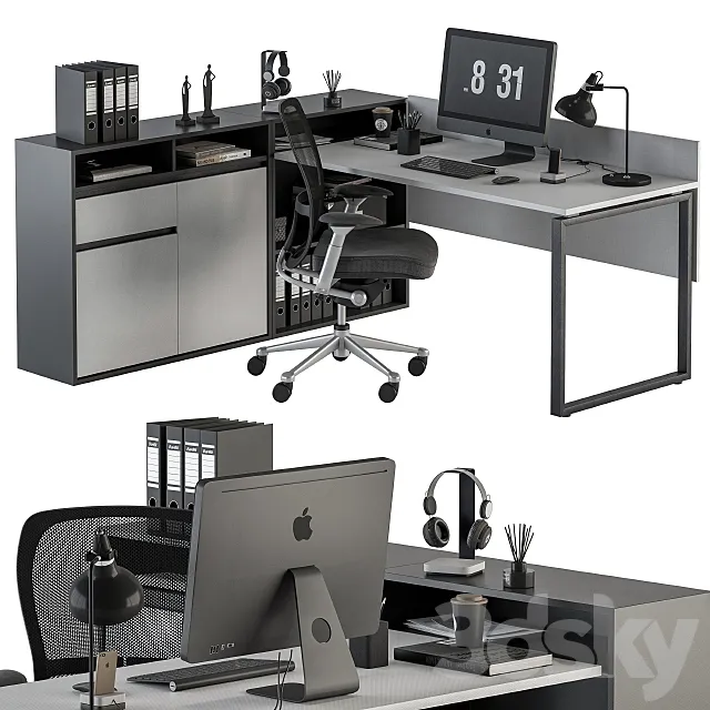 Office Furniture - Manager Set 24 3D Model