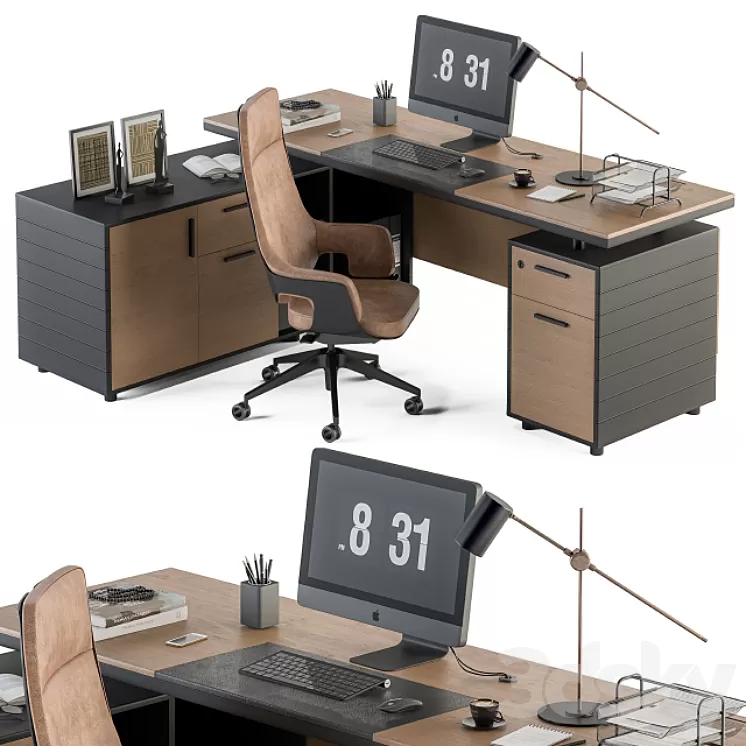 Office Furniture - Manager Set 28 3D Model