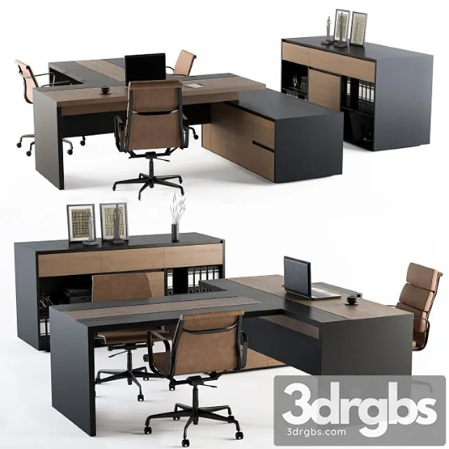 Office Furniture Manager Set 3D Model Free