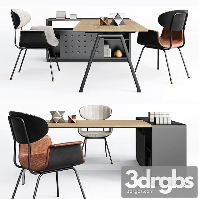 Office Furniture Set 01 3D Model Free