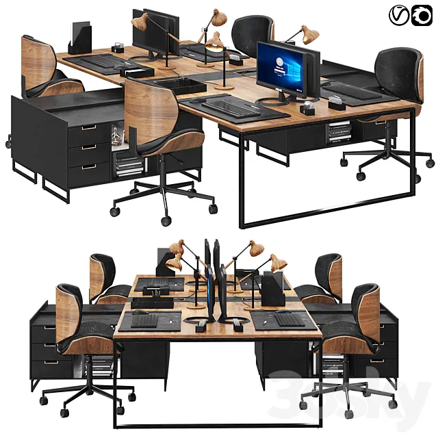 office furniture set 02 3DModel