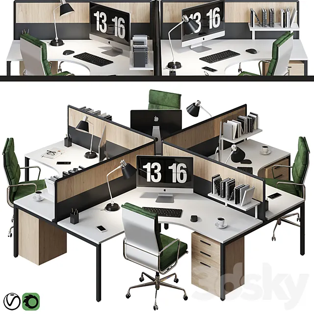 office furniture set 10 3DModel