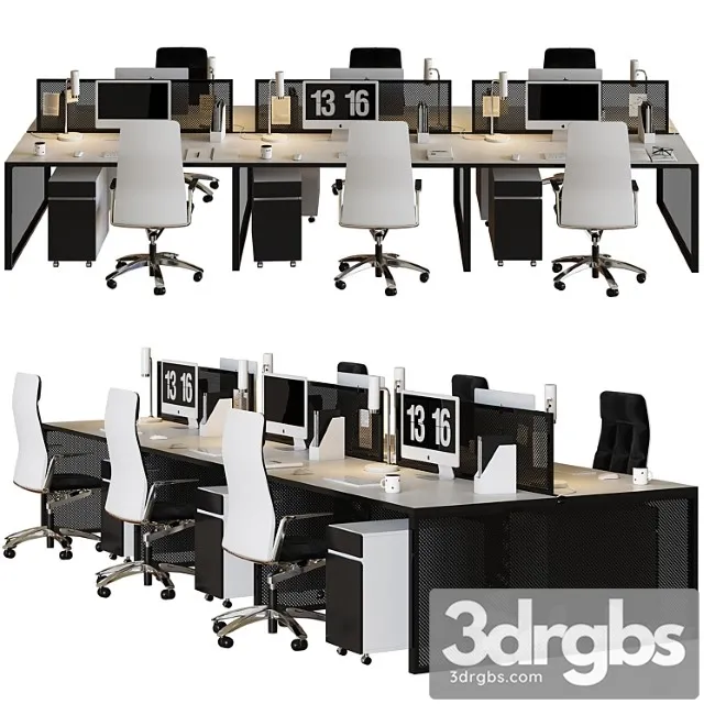Office Furniture Set 3D Model Free