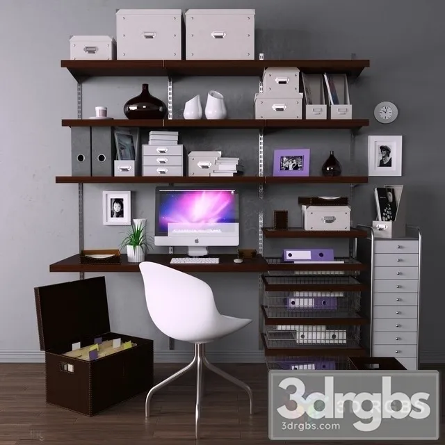 Office Furniture Set 9 3D Model Free