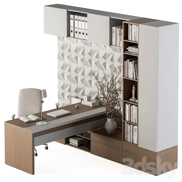 Office Furniture T Type Desk - Manager Set 29 3D Model
