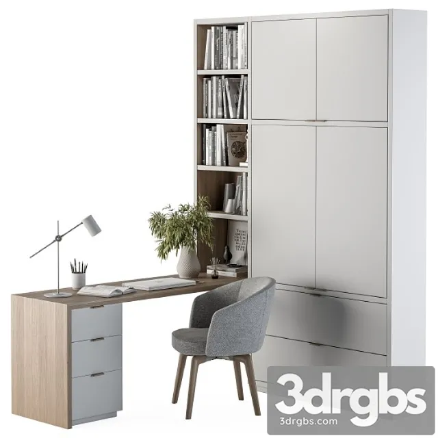 Office Furniture Wardrobe and Table Home Office 34 3D Model Free