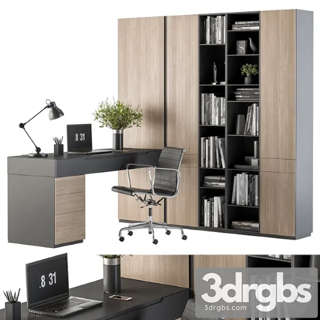 Office furniture wardrobe and table - home office 36 2 3D Model Free