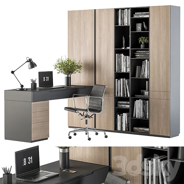 Office Furniture Wardrobe and Table - Home Office 36 3DModel