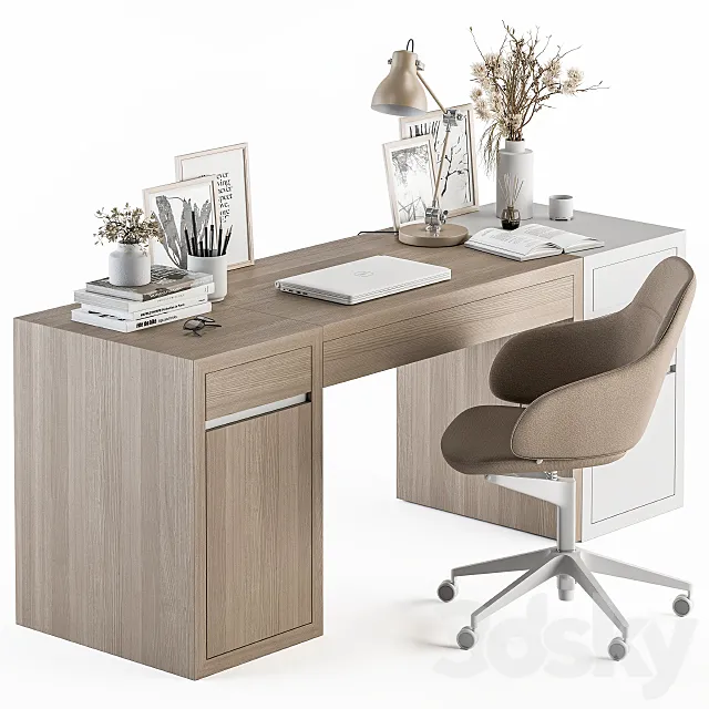 Office Furniture Wooden Writing Desk - Home Office 29 3D Model