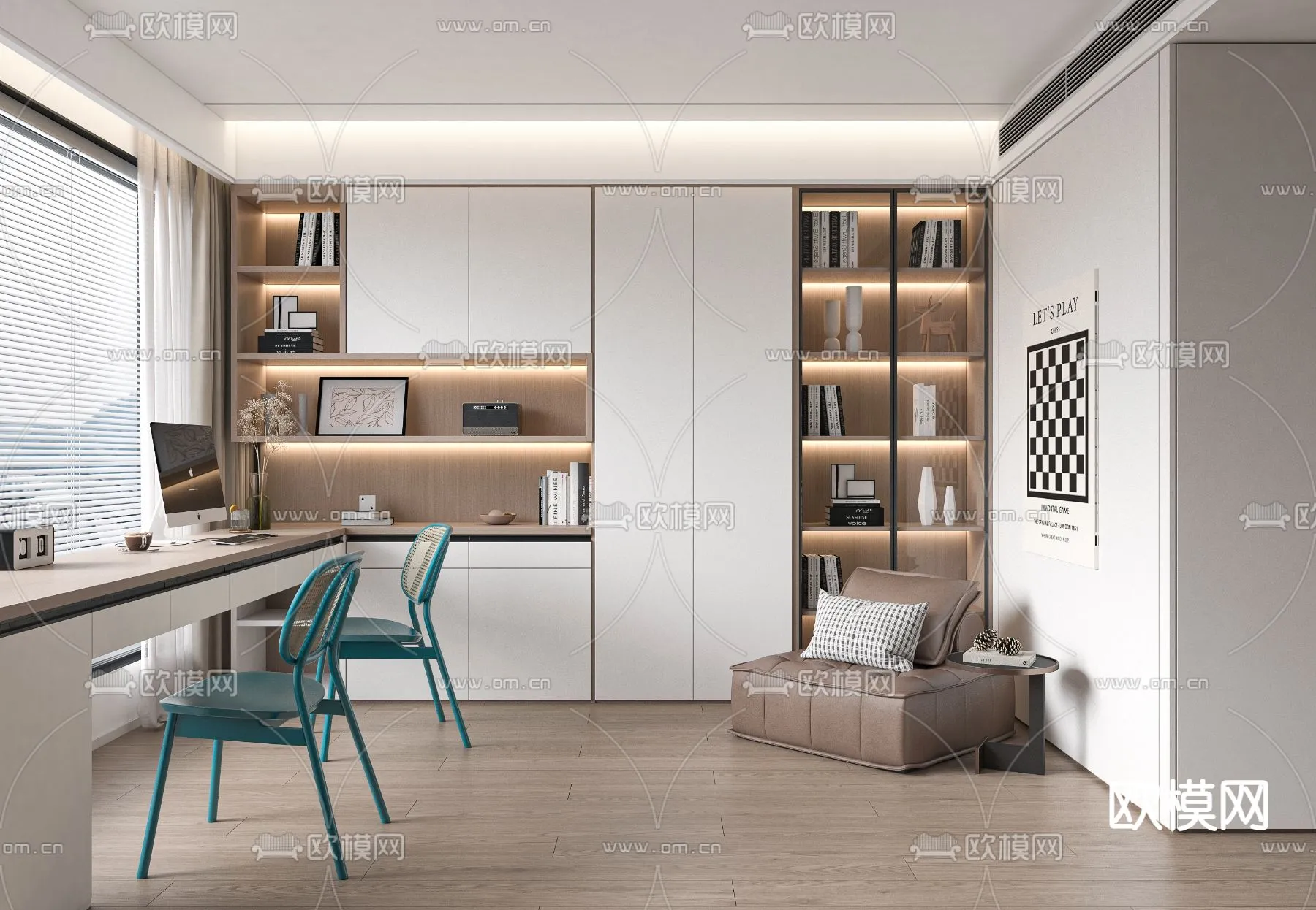 OFFICE HOME - VRAY / CORONA - 3D MODEL - 1703
