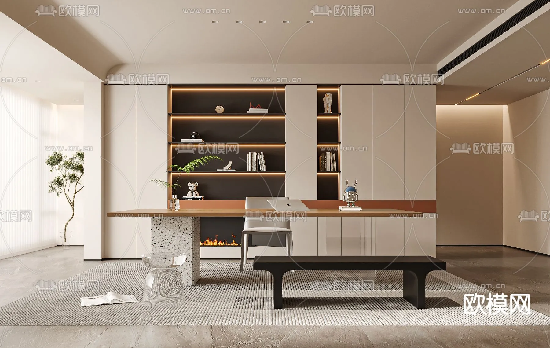 OFFICE HOME - VRAY / CORONA - 3D MODEL - 1704