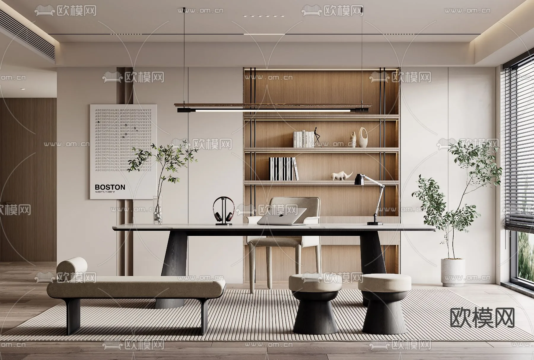 OFFICE HOME - VRAY / CORONA - 3D MODEL - 1724