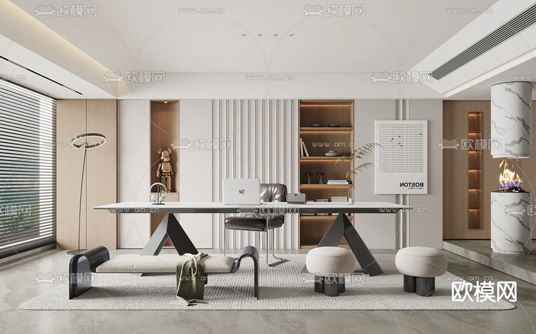 OFFICE HOME - VRAY / CORONA - 3D MODEL - 1736