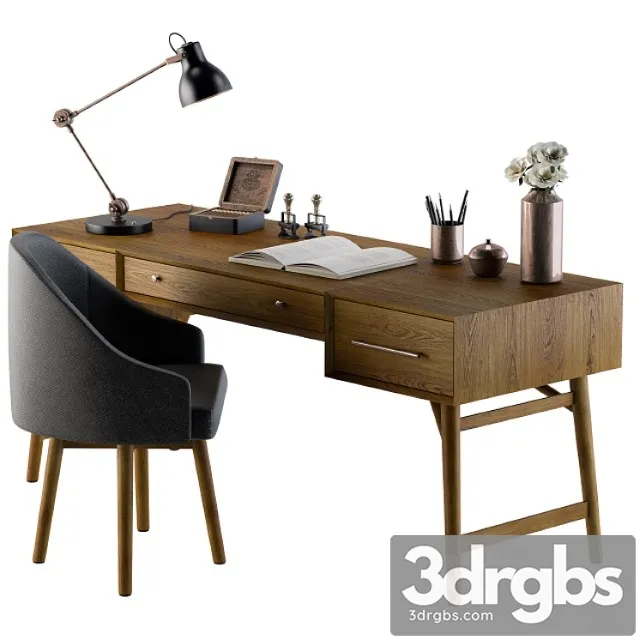Office Neoclassic Desk For Home 3D Model Free