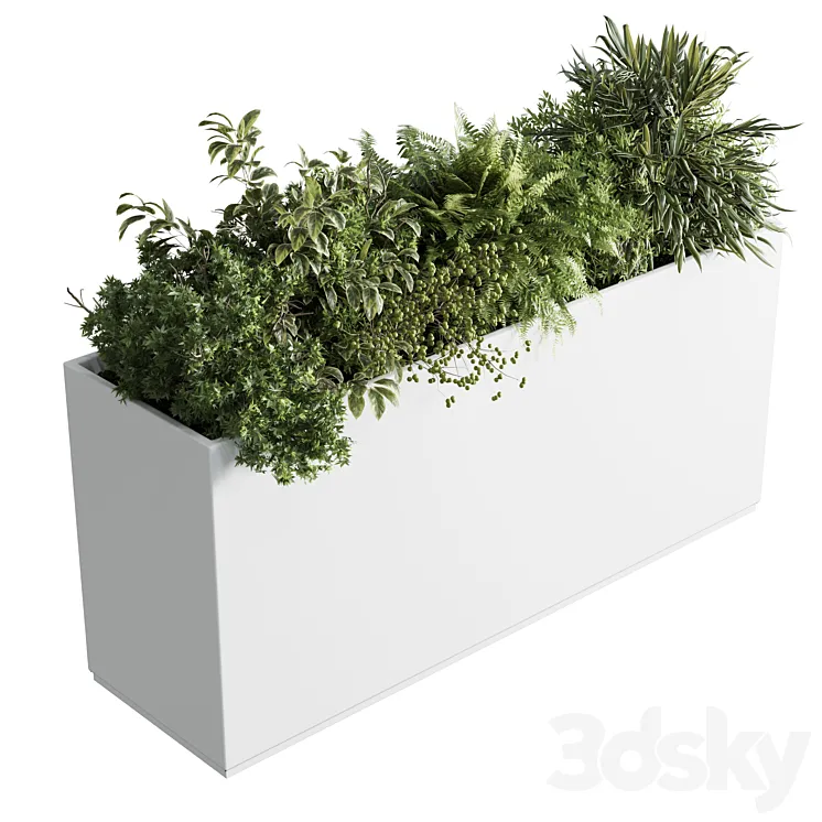 Office plant - plastic box plants on stand - set indoor plant 389 3D Model Free