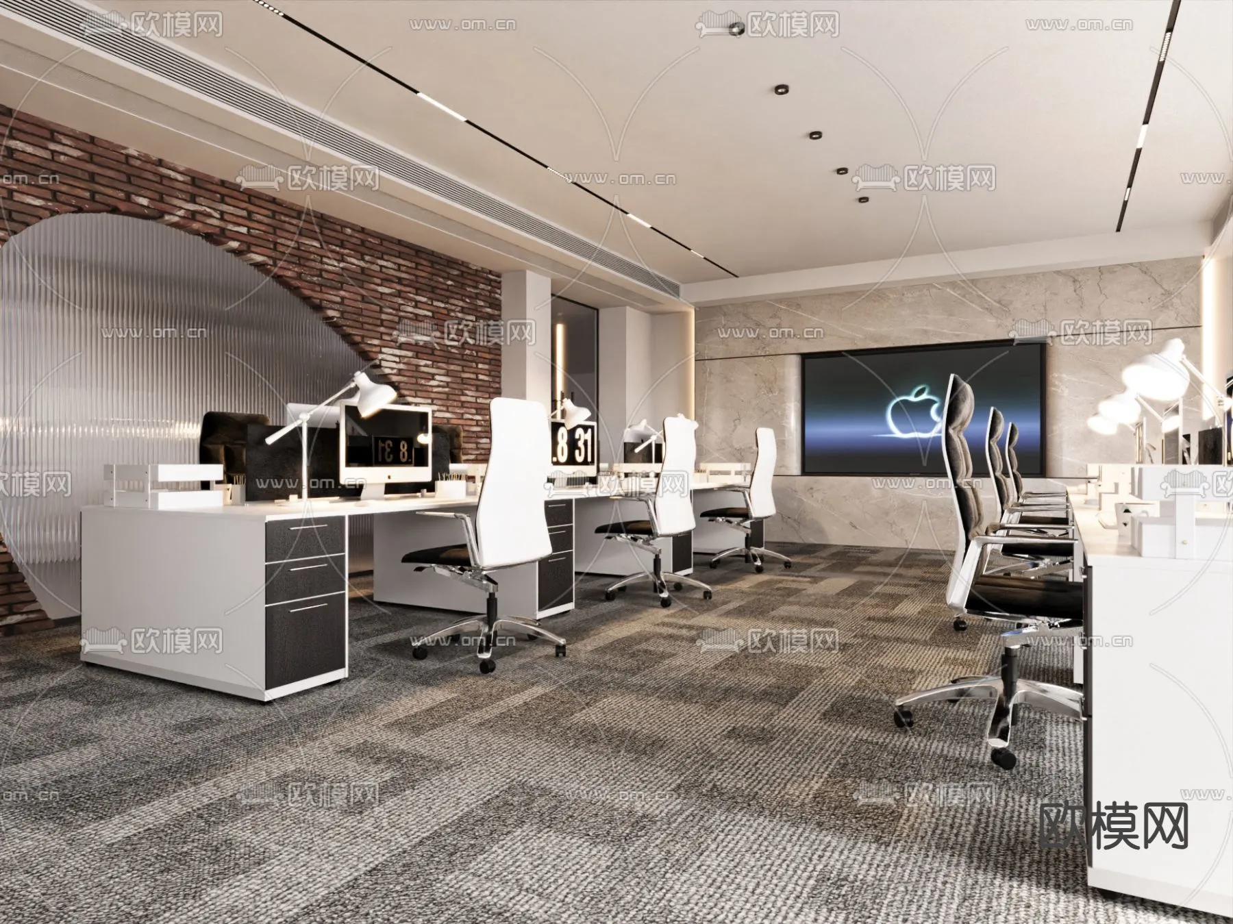 Office Space 3D Scenes - Office Room 3D Blocks - 002 - CORONA Render