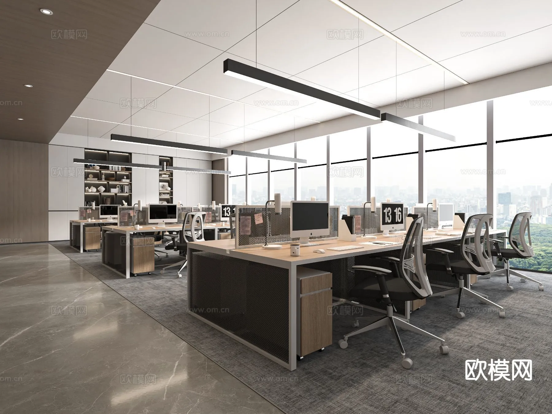 Office Space 3D Scenes - Office Room 3D Blocks - 004 - VRAY Render