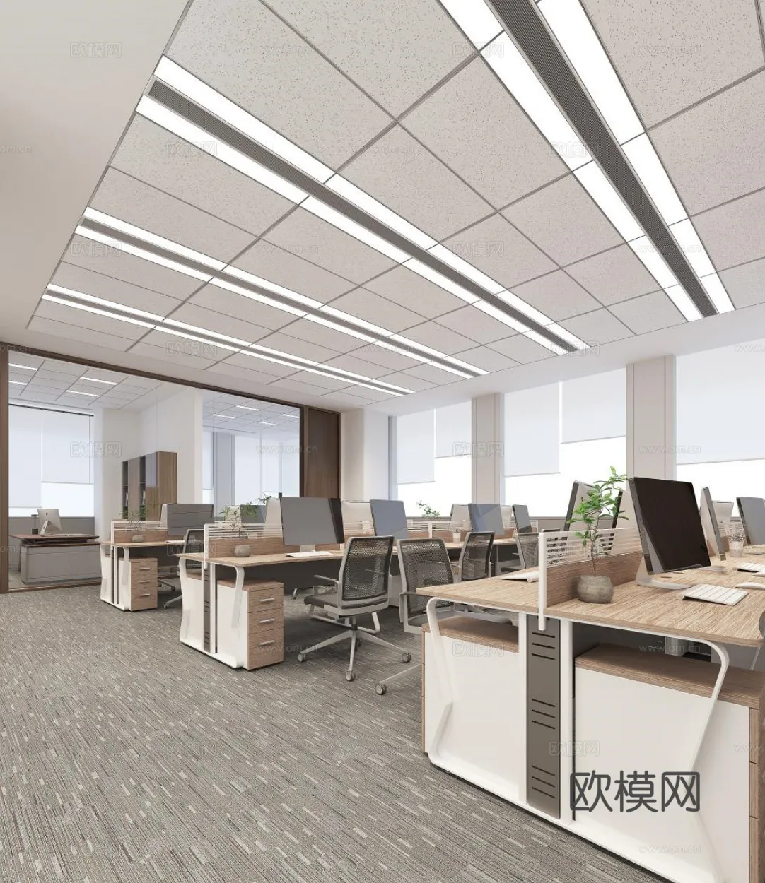 Office Space 3D Scenes - Office Room 3D Blocks - 023 - VRAY Render