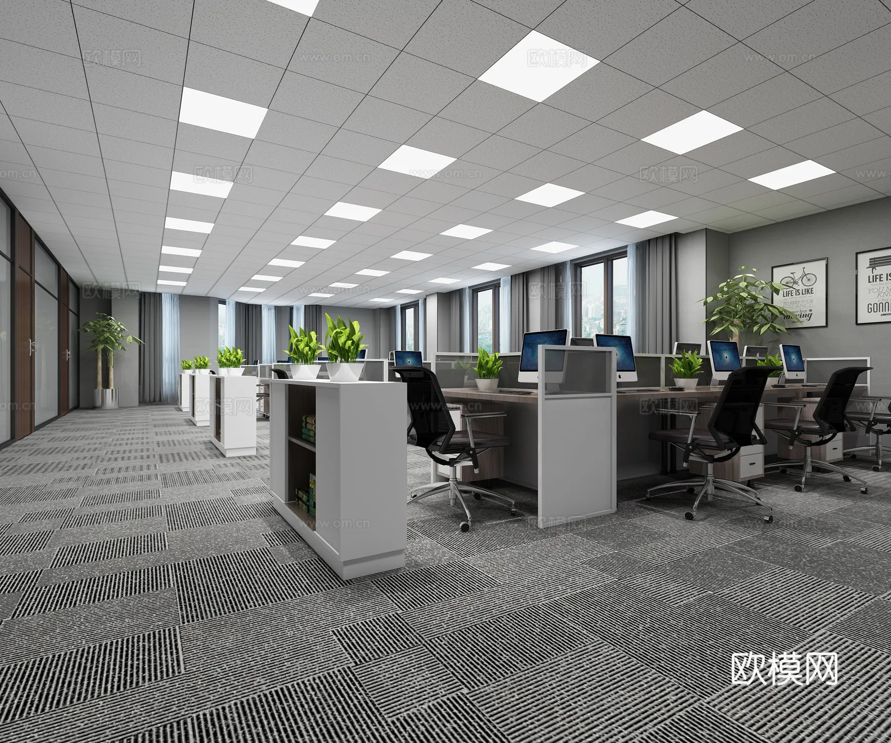 Office Space 3D Scenes - Office Room 3D Blocks - 024 - VRAY Render